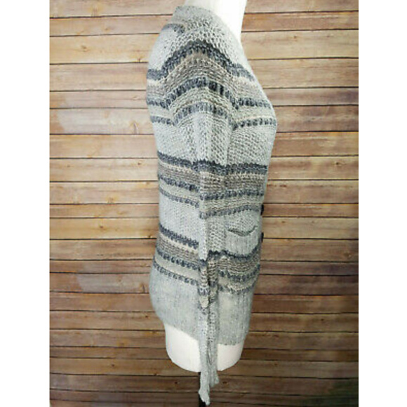 Aerie Blue Gray Cable Knit Acrylic Wool Cardigan - Picture 2 of 6